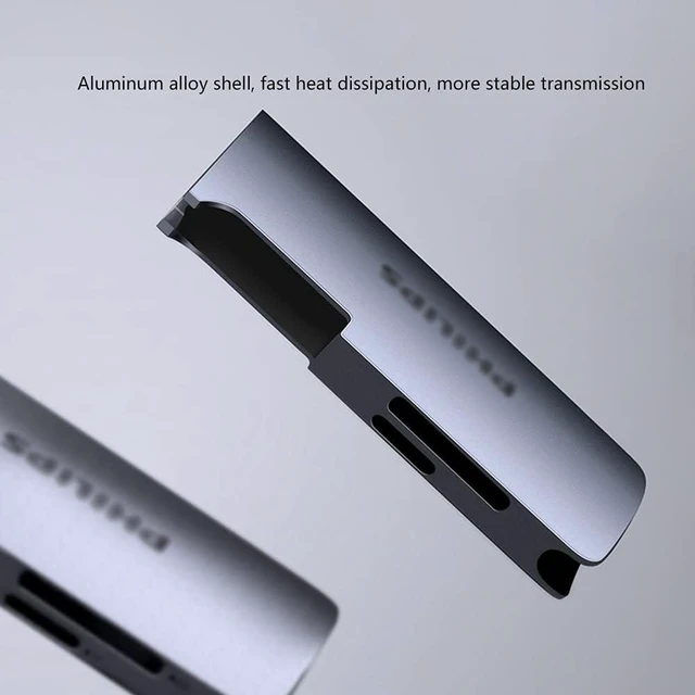 Alt view image 7 of 7 - Port Expander USB C Docking Station 8-in-1 USB C Hub Adapter Aluminum Shell (4K HDMI, 3 USB3.0, SD/TF Card Reader, 60W PD, Ethernet Port USB Splitter
