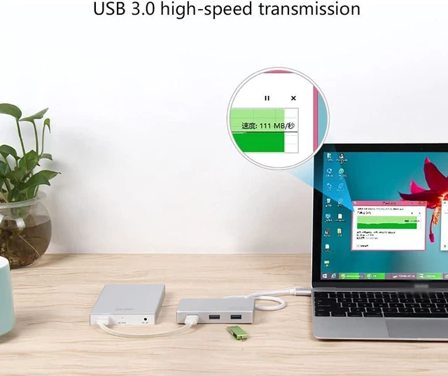Alt view image 3 of 4 - Port Expander USB C Hub USB Splitter with 3 USB 3.0 Ports and USB C Power Port USB Extension for Desktop, Computer, PC, Laptop USB Splitter