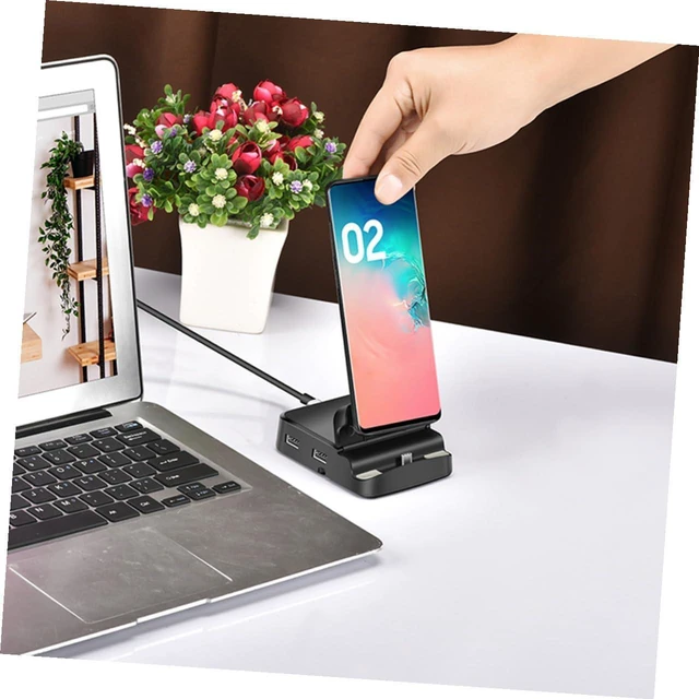 Alt view image 7 of 7 - Uonlytech USB-c Hub with Phone Stand Multi-Port Adapter for 4k Display and 100w Charging
