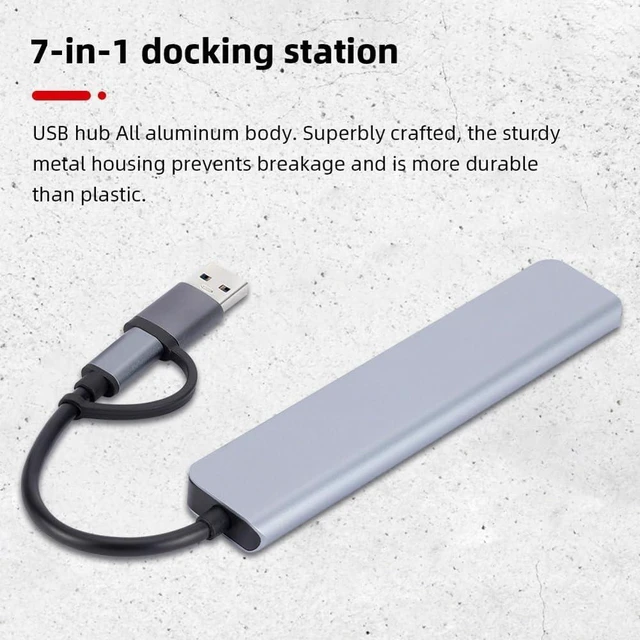 Alt view image 3 of 6 - Type-C USB Hub Multi Splitter Adapter 4/5/7 Ports USB Hub Expander High Speed Transmission Plug and Play for PC Computer (Size : C)