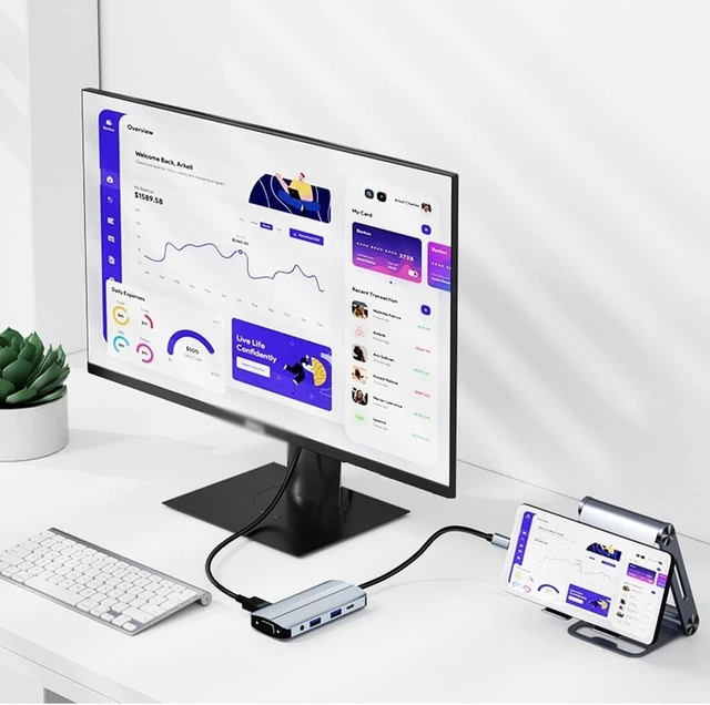 Alt view image 7 of 7 - USB C Hub Multiport Adapter, USB Port Expander, USB 3.0 5Gbps Data Ports, 8-in-1 USB-C Hub with 4K 30Hz, 87W Power Delivery, 4K HDMI Output, SD/TF Card Reader