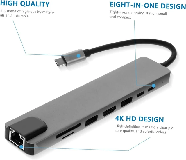 Alt view image 5 of 7 - MAGICLULU Type-c USB Hub Docking Station for Laptop Pd USB-c Adapter Expandable Ports for Office Use