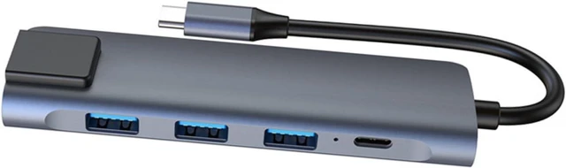 Main image of Hemobllo 5-in-1 Type-c Hub with Pd 87w Charging Usb3.0 Ports Metal Docking Station for Laptops