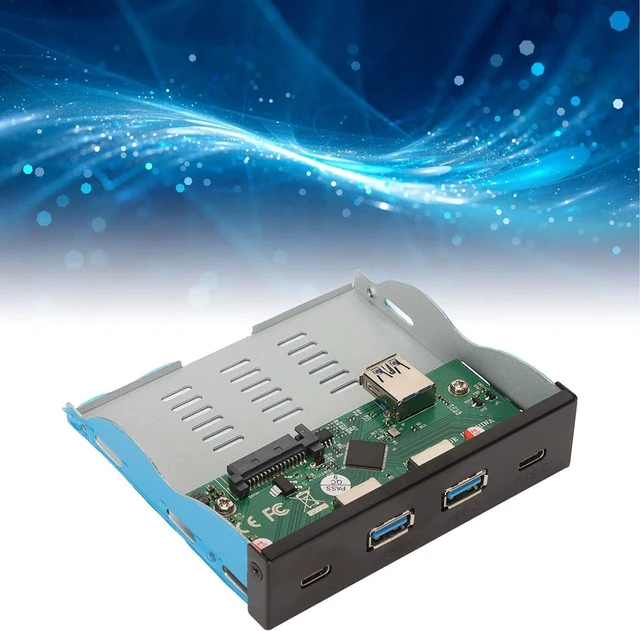 Alt view image 2 of 7 - Front Panel Docking Hub, 1 Port Uplink Front Panel USB 3.1 Hub 4 Downstream Ports 3.25 Inch USB 3.1 Gen 2 Wide Compatible with Motherboard Integrated Hub