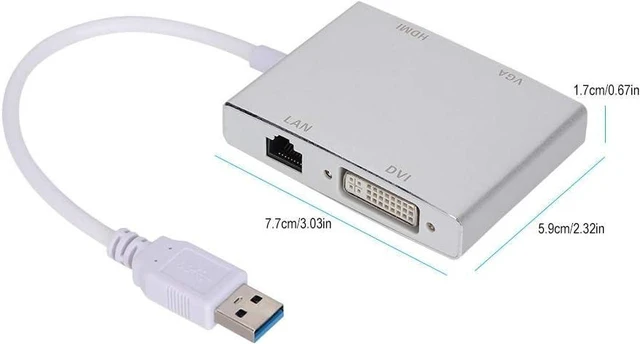 Alt view image 7 of 7 - USB Docking Station, Multifunctional Hub Dongle Adapter USB3.0 to 1080P, VGA, DVI, RJ45 LAN Gigabit, Plug and Play