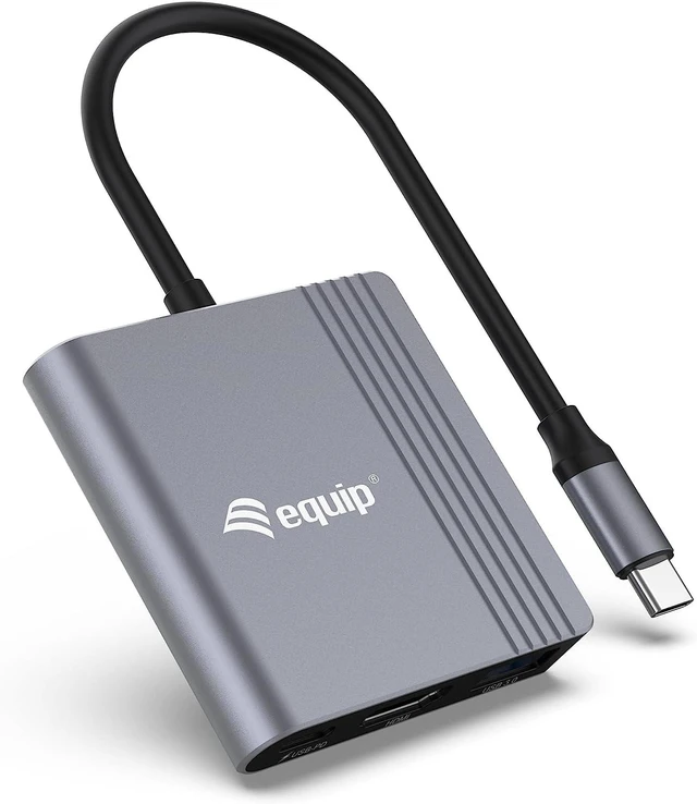 Alt view image 2 of 5 - Equip 133488 3-in-1 USB-C to HDMI/USB-A/USB PD Adapter, 4K/60Hz, PD 100W