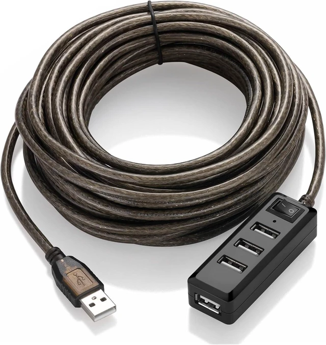 Main image of 4Ports USB 2.0 HUB Extension Cable Male to Female Active Repeater Built-in IC Chipset Dual Shielded 5M 10M (Size : 10m, Color : Transparent Black)