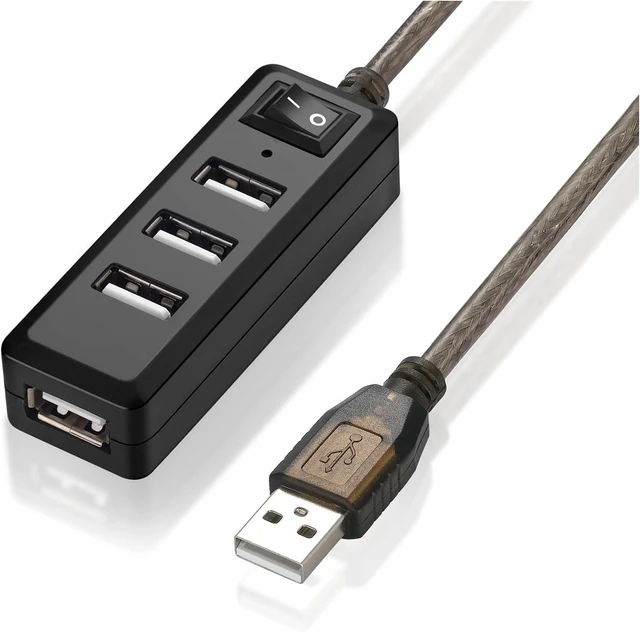 Alt view image 2 of 6 - 4Ports USB 2.0 HUB Extension Cable Male to Female Active Repeater Built-in IC Chipset Dual Shielded 5M 10M (Size : 10m, Color : Transparent Black)