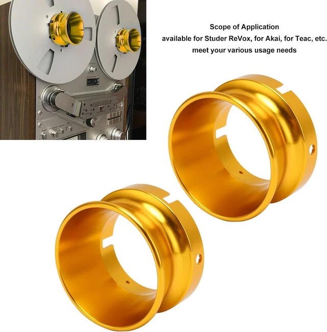 Alt view image 2 of 7 - 1 Pair Nab Hub Adapters, 10 Inch Reel to Reel Tape Nab Hub Adapter, Polished Aluminium Nab Hub Device for Studer, for Akai, for TEAC, Gold