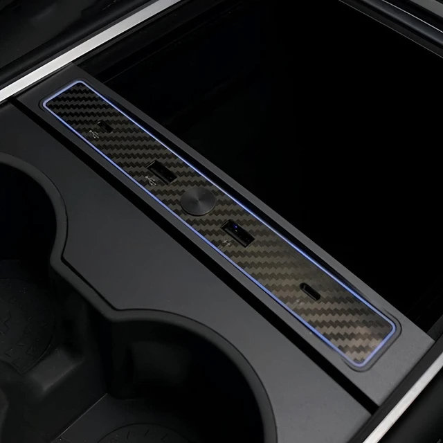 Alt view image 3 of 5 - USB Hub for Tesla Model Y/3 Center Console 2023 2022 2021, Multi Port USB Hub with PD Fast Charging and Automatic LED Ambient Light