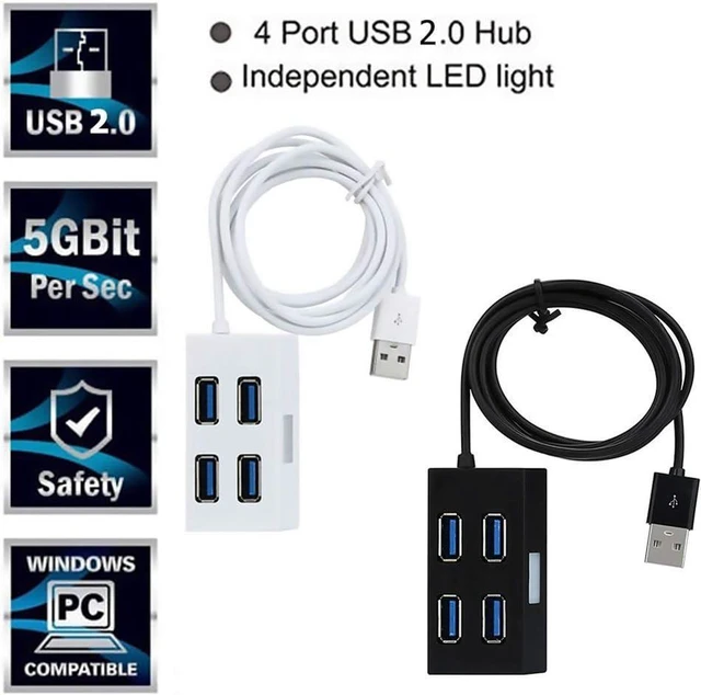 Alt view image 4 of 6 - 4 Ports Mini USB 2.0 HUB Splitter Elaborate Manufacture Prolonged Durable Adapter External Converter for Laptop Desktop (Color : Black) (White)