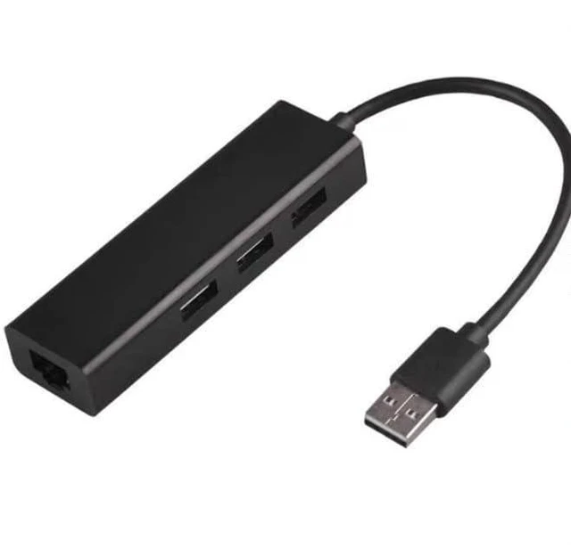 Main image of 2 USB3.0 Network Card 100M with Cable 3-Port HUB hub (Size : USB2.0 Black)