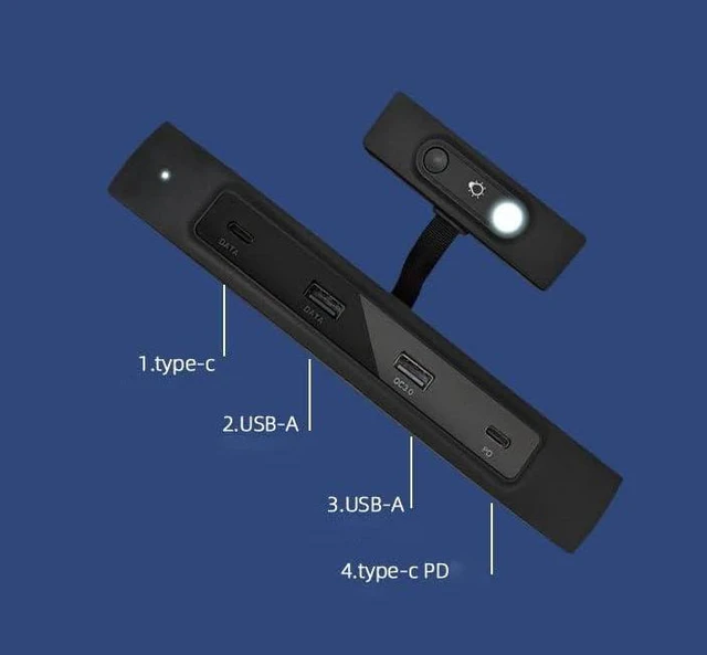 Alt view image 7 of 7 - for Tesla Docking Station model3/Y Central HUB Extender USB Charging Adapter Accessories PD 27W Multi-Port Hub 4-Port Extension (Dual C+Dual A) with LED(JDWY-Black