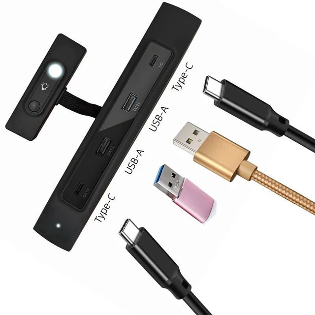 Alt view image 3 of 7 - for Tesla Docking Station model3/Y Central HUB Extender USB Charging Adapter Accessories PD 27W Multi-Port Hub 4-Port Extension (Dual C+Dual A) with LED(JDWY-Black
