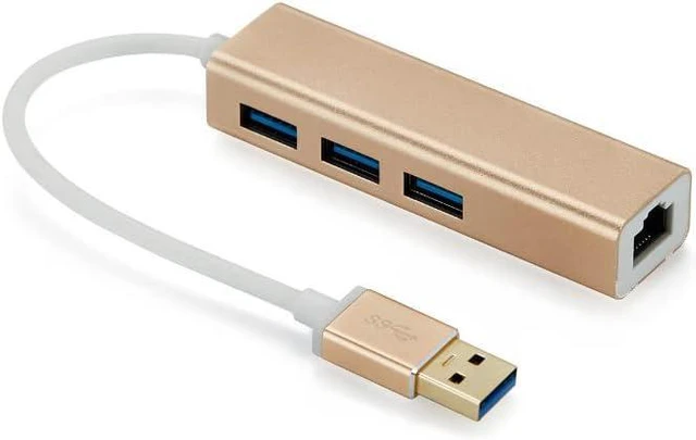 Main image of 2 USB3.0 Network Card 100M with Cable 3-Port HUB hub (Size : USB3.0 Gigabit Gold)