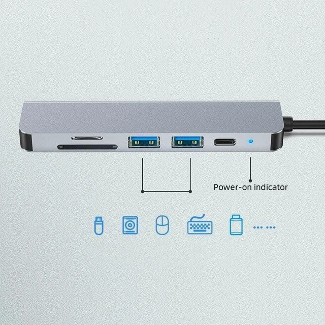 Alt view image 4 of 5 - 2 Type c hub All-in-one Expansion Dock 4K HD
