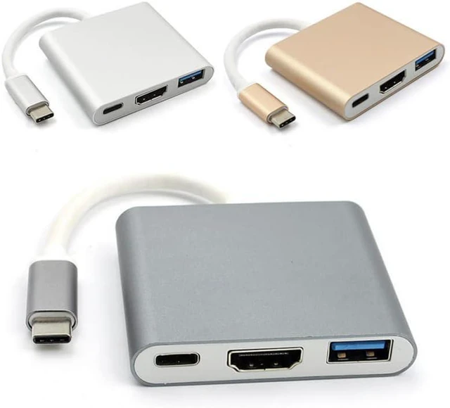Alt view image 3 of 5 - 2 Type-c to hdmi Three-in-one Converter (Color : Golden)