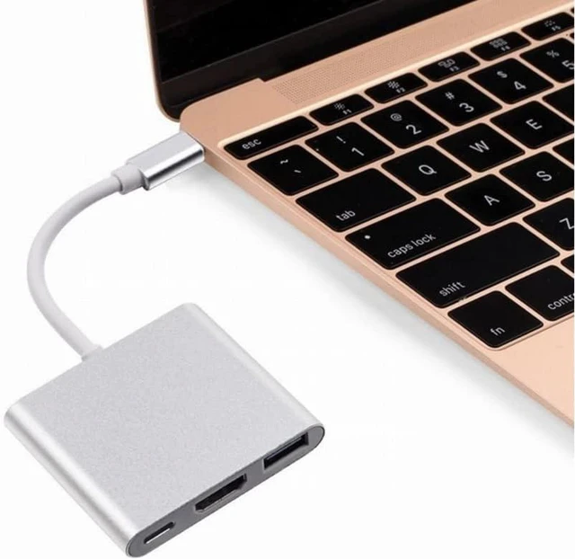 Alt view image 5 of 5 - 2 Type-c to hdmi Three-in-one Converter (Color : Golden)