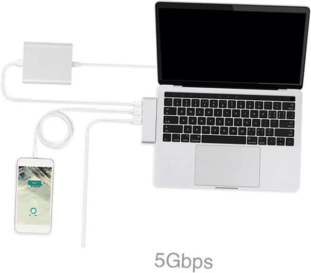 Alt view image 3 of 6 - Mobestech 3pcs USB Type C Hub Combo Adapter for Charging Data Sync Reader Compatible with Laptop