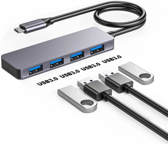 Alt view image 4 of 5 - 2 Type-C hubs one Drag Four Port Splitter Docking Station