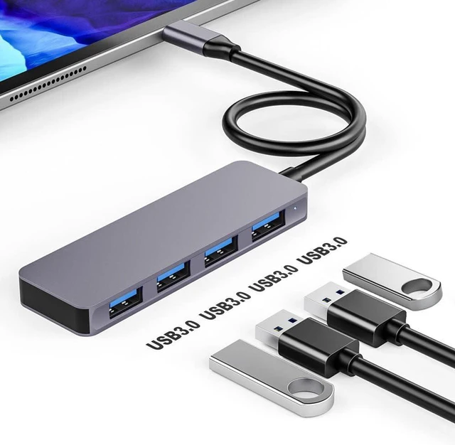 Alt view image 5 of 5 - 2 Type-C hubs one Drag Four Port Splitter Docking Station