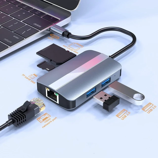 Alt view image 3 of 5 - Type-c to RJ45 Network Card usb3.0hub hub