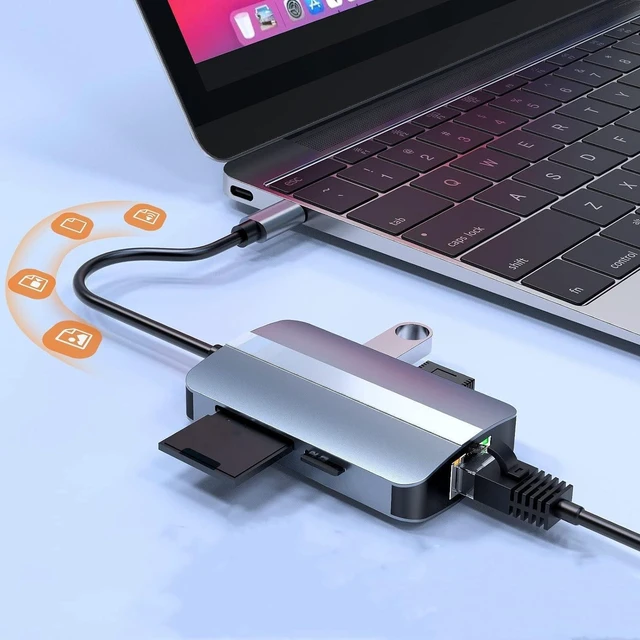 Alt view image 4 of 5 - Type-c to RJ45 Network Card usb3.0hub hub