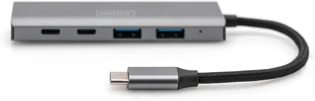 Alt view image 6 of 7 - DIGITUS 4-Port USB-C Hub - USB 3.1 Gen 2-2X USB A + 2X USB-C - up to 10Gbps - Plug & Play - Aluminum Case - Dark Grey