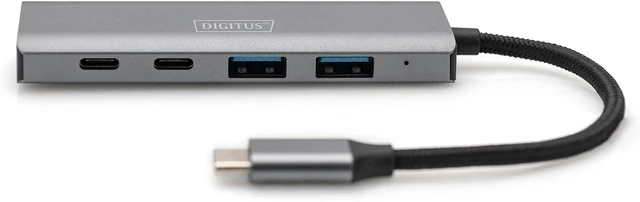 Alt view image 7 of 7 - DIGITUS 4-Port USB-C Hub - USB 3.1 Gen 2-2X USB A + 2X USB-C - up to 10Gbps - Plug & Play - Aluminum Case - Dark Grey