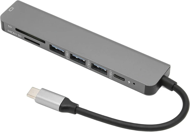 Main image of C Hub Multiport Adapter 7 in 1 Multiport Aluminum Alloy SD TF Card Reader Ethernet to USB Adapter