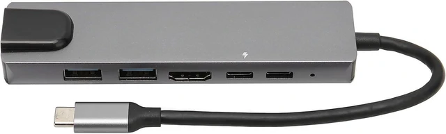 Alt view image 7 of 7 - C Hub Multiport Adapter with Wireless Phone Charger with 100 Gigabit Ethernet PD Charging Port 2 USB 3.0 USB C Hub