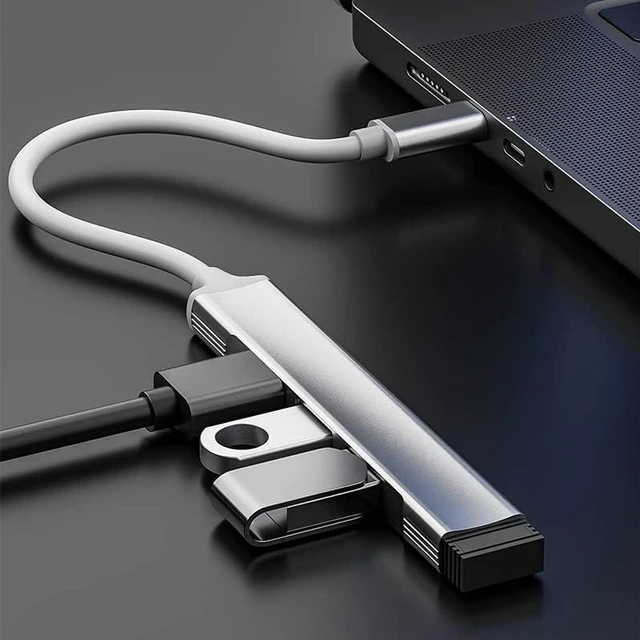 Alt view image 3 of 7 - 4 Ports USB C Hub, Type C Hub, with Type-C Female to USB 3.0 Male Adapter, Type C OTG Splitter Compatible for MacBook, Phone, PC and Other Type C Devices
