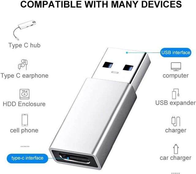Alt view image 6 of 7 - 4 Ports USB C Hub, Type C Hub, with Type-C Female to USB 3.0 Male Adapter, Type C OTG Splitter Compatible for MacBook, Phone, PC and Other Type C Devices