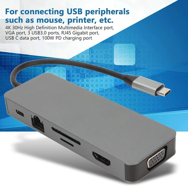 Alt view image 3 of 7 - USB C Hub, 4K 30Hz High Definition Multimedia Interface Port, 5Gbps Data Transmission, with Resolutions Up to 4K 30Hz UHD Support Storage Card and Memory Card Slot for Connecting USB Peripherals