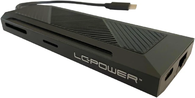 Alt view image 2 of 5 - LC-Power USB 3.0 C Hub RGB 6-Port Gigabit Ethernet USB-A & USB-C SD/MMC 3.5 mm Audio Multi Interface Expander, HDMI 4K Desktop, Host Laptop, MacBook Universal