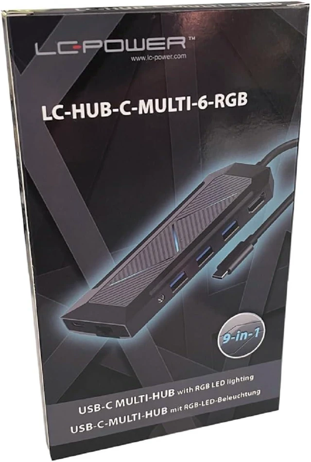 Alt view image 4 of 5 - LC-Power USB 3.0 C Hub RGB 6-Port Gigabit Ethernet USB-A & USB-C SD/MMC 3.5 mm Audio Multi Interface Expander, HDMI 4K Desktop, Host Laptop, MacBook Universal