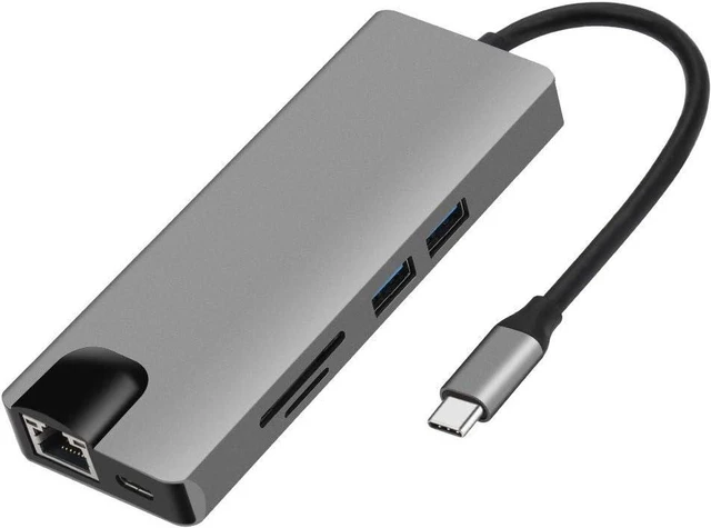 Main image of USB C Hub, 9-in-1 USB C Adapter with 4K USB C to HDMI, VGA, Gigabit Ethernet, 2 USB-A 5 Gbps, 100W PD, MicroSD/SD Card Reader, USB C Dock for MacBook Pro/MacBook Air/Dell/HP/Lenovo
