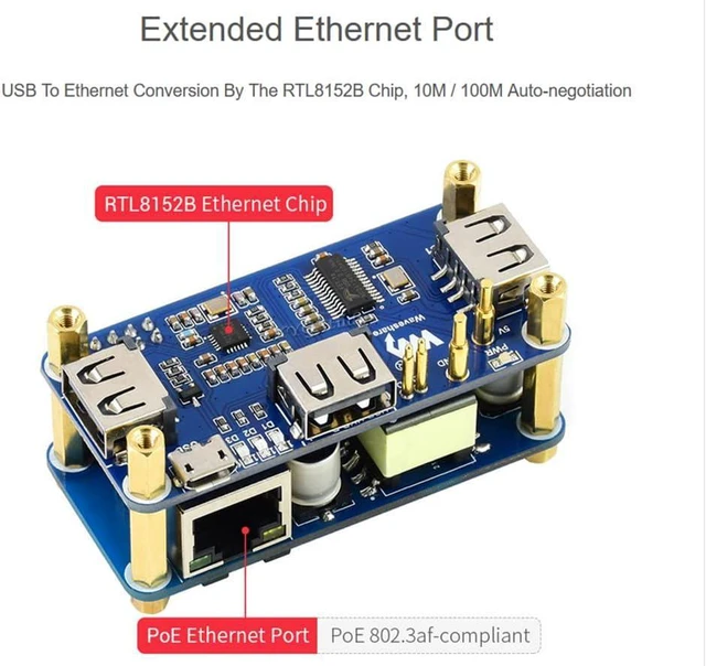 Alt view image 6 of 7 - PoE ETH Ethernet USB HUB Box HAT USB-HUB-Box for Raspberry Pi Zero @XYGStudy (PoE-ETH-USB-HUB-Box)
