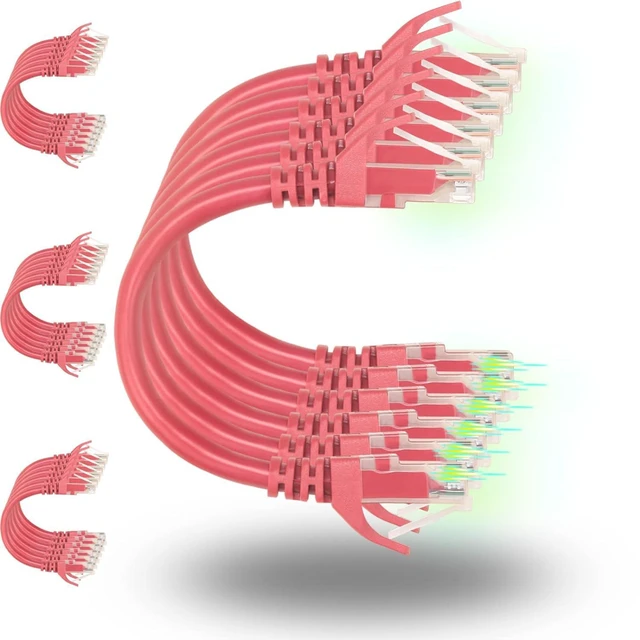 Main image of Rapink Patch Cables Cat6 5ft (24 Pack), Ethernet Patch Cable 10G Support, Cat 6 Patch Cable for Patch Panel to Switch, Flexiable Cat 6 Ethernet Cable with Gold Plated Red