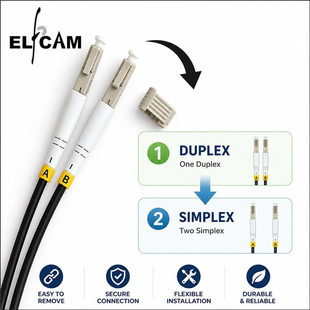 Alt view image 7 of 7 - Elfcam® - 300m/984ft Outdoor and Indoor Shielded Armored Fiber Optic Cable LC/UPC to LC/UPC OM3 Mutimode Duplex 50/125m LSZH, Black (300M)