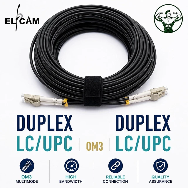 Alt view image 5 of 7 - Elfcam® - 300m/984ft Outdoor and Indoor Shielded Armored Fiber Optic Cable LC/UPC to LC/UPC OM3 Mutimode Duplex 50/125m LSZH, Black (300M)