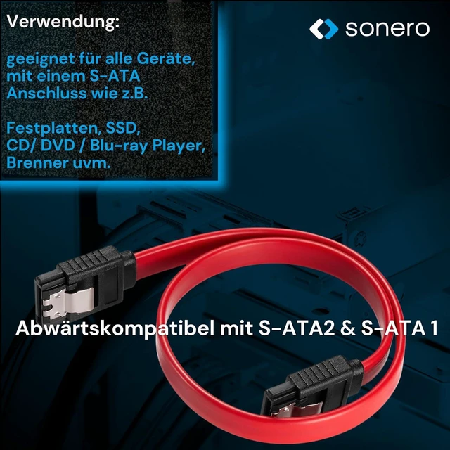 Alt view image 3 of 7 - Sonero® SATA III 6Gb/s Data Cable 0.30 m Red