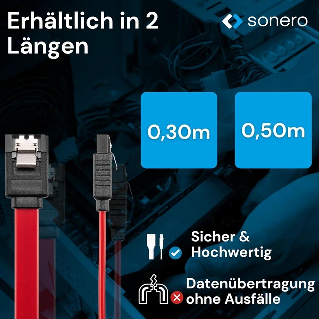 Alt view image 7 of 7 - Sonero® SATA III 6Gb/s Data Cable 0.30 m Red