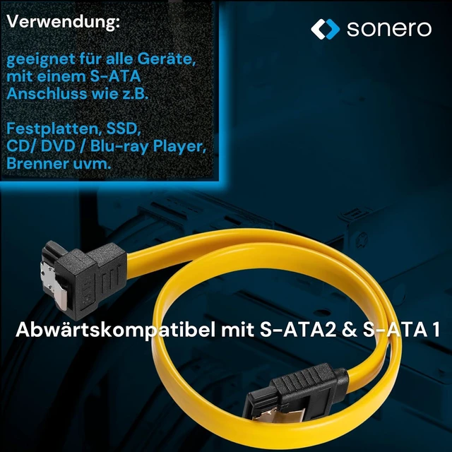 Alt view image 3 of 7 - Sonero® SATA III 6Gb/s Data Cable 0.30 m Angled Yellow
