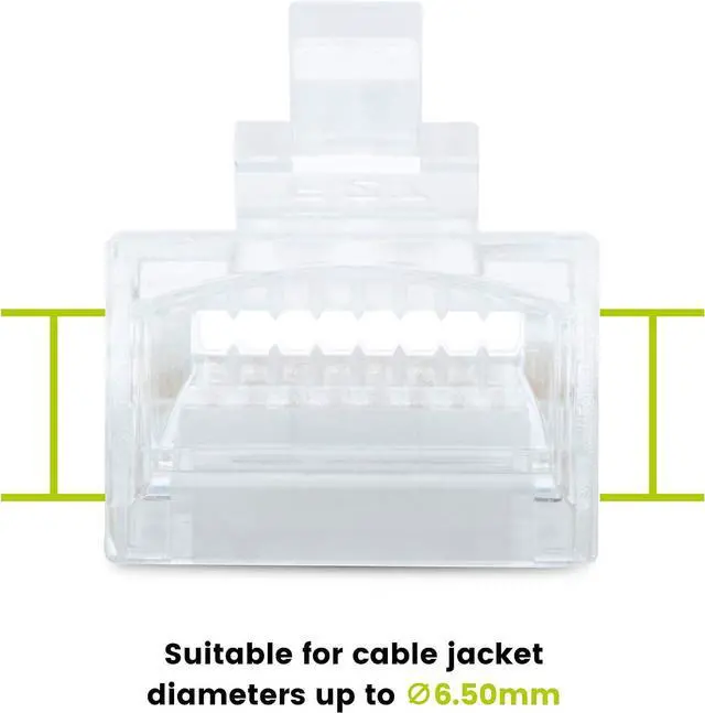 Alt view image 5 of 7 - trueCABLE Cat5e RJ45 Pass Through Connectors, Unshielded (UTP) Modular Plug, UL Listed, EZ Crimp End, Gold Plated 3 Prong 8P8C, 100 Pieces