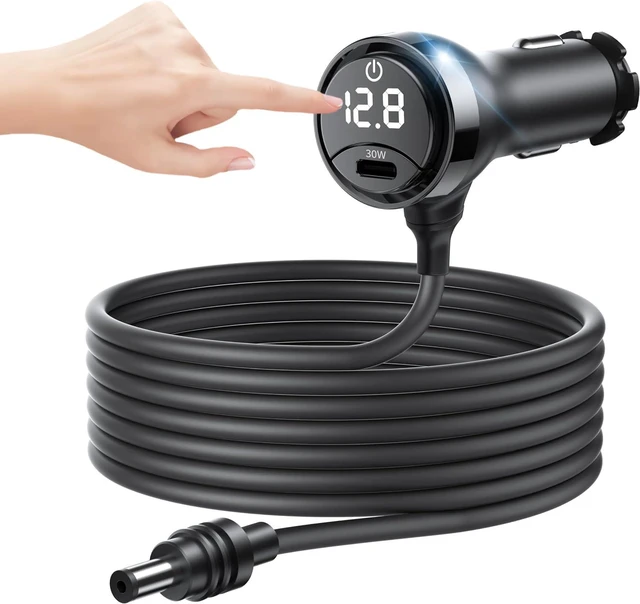 Main image of Starlink Mini DC Cable with SwitchStarlink Mini Accessories 16AWG Waterproof Car Charger DC Power Cables+ Cigarette Lighter Adapter 12V-48V Digital Display USB C PD 30W Ports for Trucks and Cars,10FT