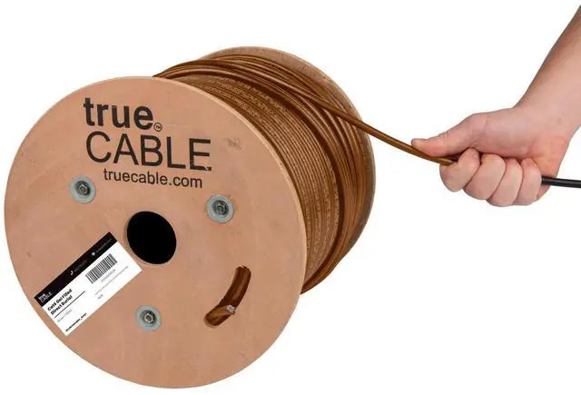 Main image of TRUE CABLE Cat6 Direct Burial Bulk Ethernet, Gel Filled, Unshielded, 500ft, Brown, Outdoor OSP Jacket, Waterproof, UV Resistant, 23AWG Solid Bare Copper, 550MHz, PoE++ (4PPoE)