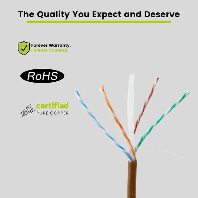 Alt view image 5 of 7 - TRUE CABLE Cat6 Direct Burial Bulk Ethernet, Gel Filled, Unshielded, 500ft, Brown, Outdoor OSP Jacket, Waterproof, UV Resistant, 23AWG Solid Bare Copper, 550MHz, PoE++ (4PPoE)