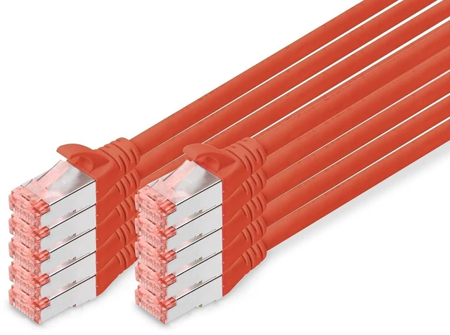 Main image of DIGITUS CAT 6 S-FTP Patch Cord, Cu, LSZH AWG 27/7, Length 1 m, 10 Pieces, Color red