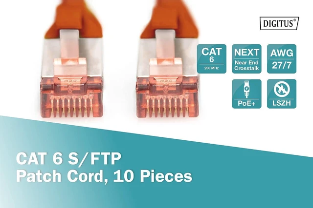 Alt view image 2 of 5 - DIGITUS CAT 6 S-FTP Patch Cord, Cu, LSZH AWG 27/7, Length 1 m, 10 Pieces, Color red